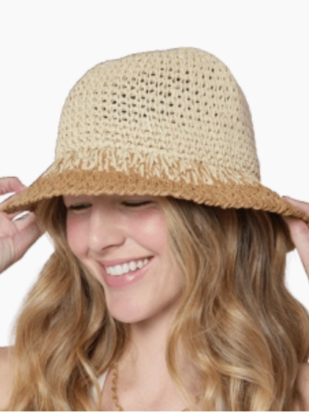 NWT Eugenia Kim Bailey Paper Bucket Hat in Ivory Camel